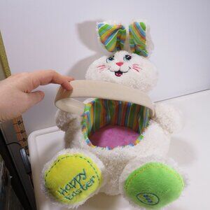 Plush Easter Bunny Rabbit Basket with colorful striping Dan Dee